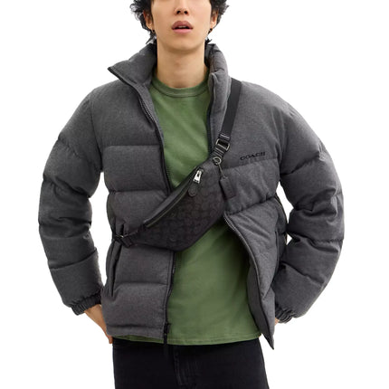 Coach Unisex Warren Mini Belt Bag In Signature Canvas Gunmetal/Charcoal/Black