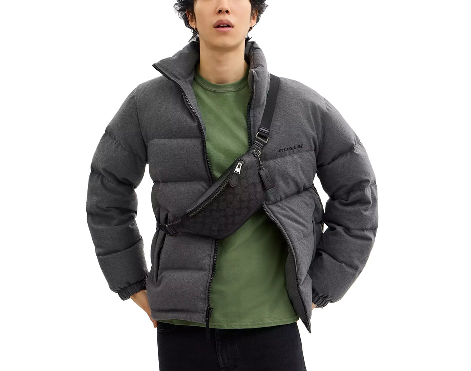 Coach Unisex Warren Mini Belt Bag In Signature Canvas Gunmetal/Charcoal/Black