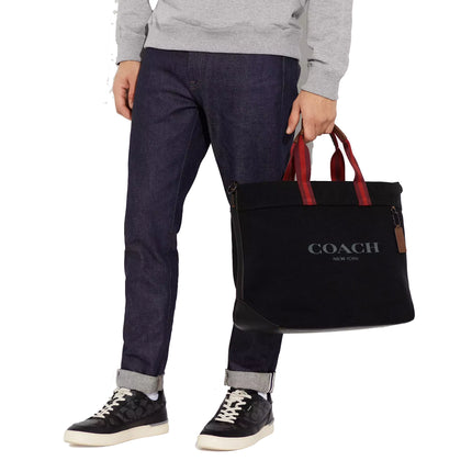 Coach Unisex Canvas Tote Bag 38 Black Copper/Black