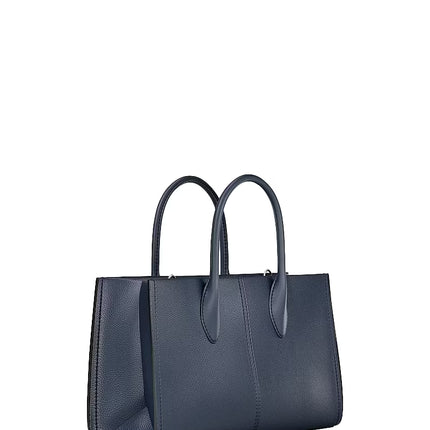 Michael Kors Women's Mirella Medium Pebbled Leather Satchel Bag Navy/Silver