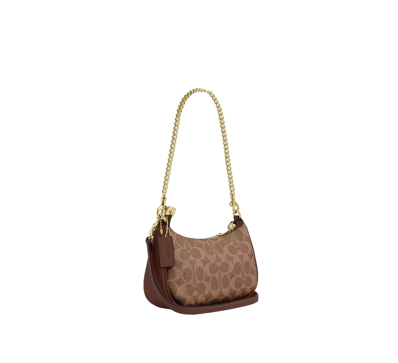 Coach Women's Teri Mini Crossbody Bag In Signature Canvas Gold/Tan/Brown