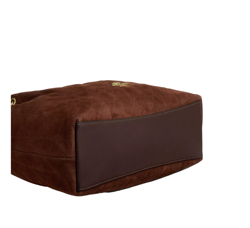 Coach Women's Evelyn Shoulder Bag With Quilting Suede/Gold