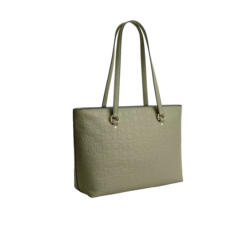 Coach Women's Station Tote Bag In Signature Leather Gold/Pistachio