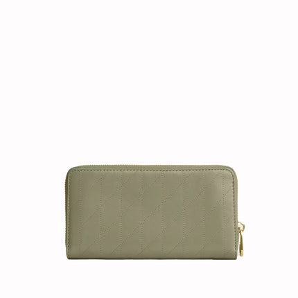 Coach Women's Long Zip Around Wallet With Quilting Gold/Pistachio