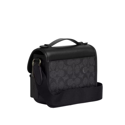 Coach Unisex Racer Crossbody Bag In Signature Canvas Gunmetal/Charcoal/Black