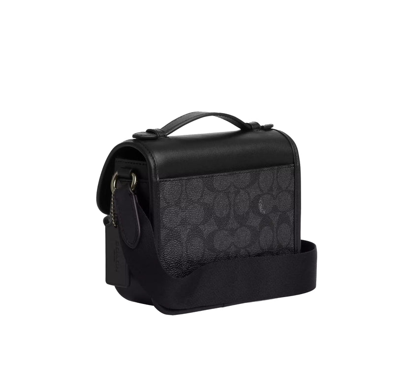 Coach Unisex Racer Crossbody Bag In Signature Canvas Gunmetal/Charcoal/Black