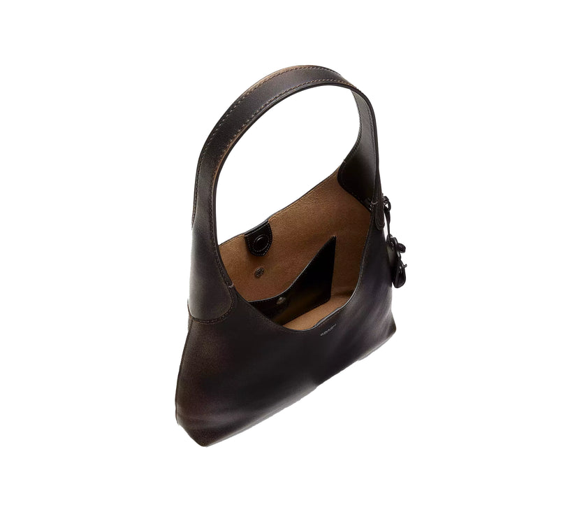 Coach Women's Brooklyn Shoulder Bag 28 In Loved Leather Silver/Black Brown