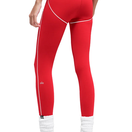 alo Women's Airbrush High-Waist 7/8 Heart Throb Legging Bright Red/White
