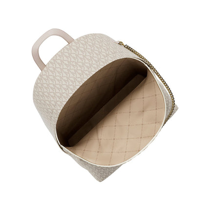 Michael Kors Women's Slater Medium Signature Logo Backpack Light Cream Multi/Gold