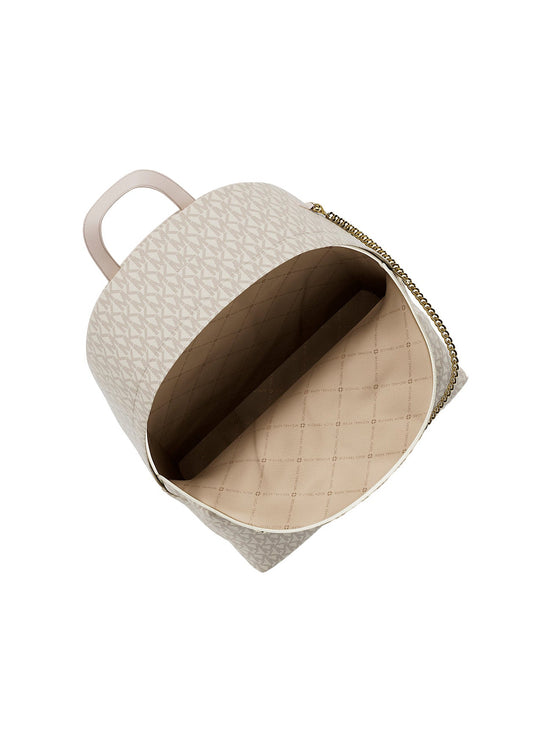 Michael Kors Women's Slater Medium Signature Logo Backpack Light Cream Multi/Gold