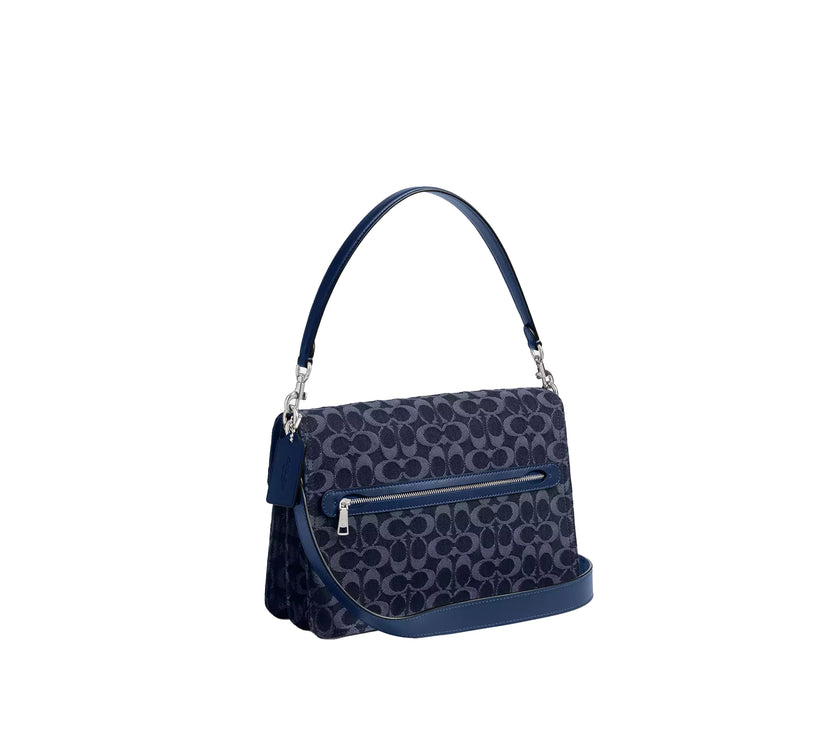 Coach Women's Chain Tabby Shoulder Bag 30 In Signature Denim Silver/Deep Blue Multi