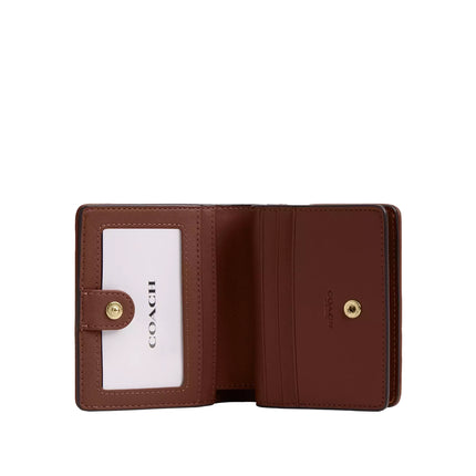 Coach Women's Snap Wallet In Signature Chenille Gold/Light Khaki/Vintage Brown