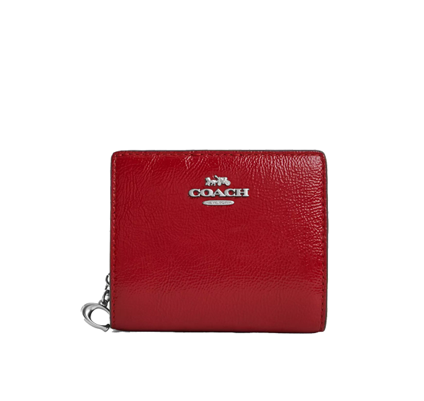 Coach Women's Snap Wallet Silver/Red