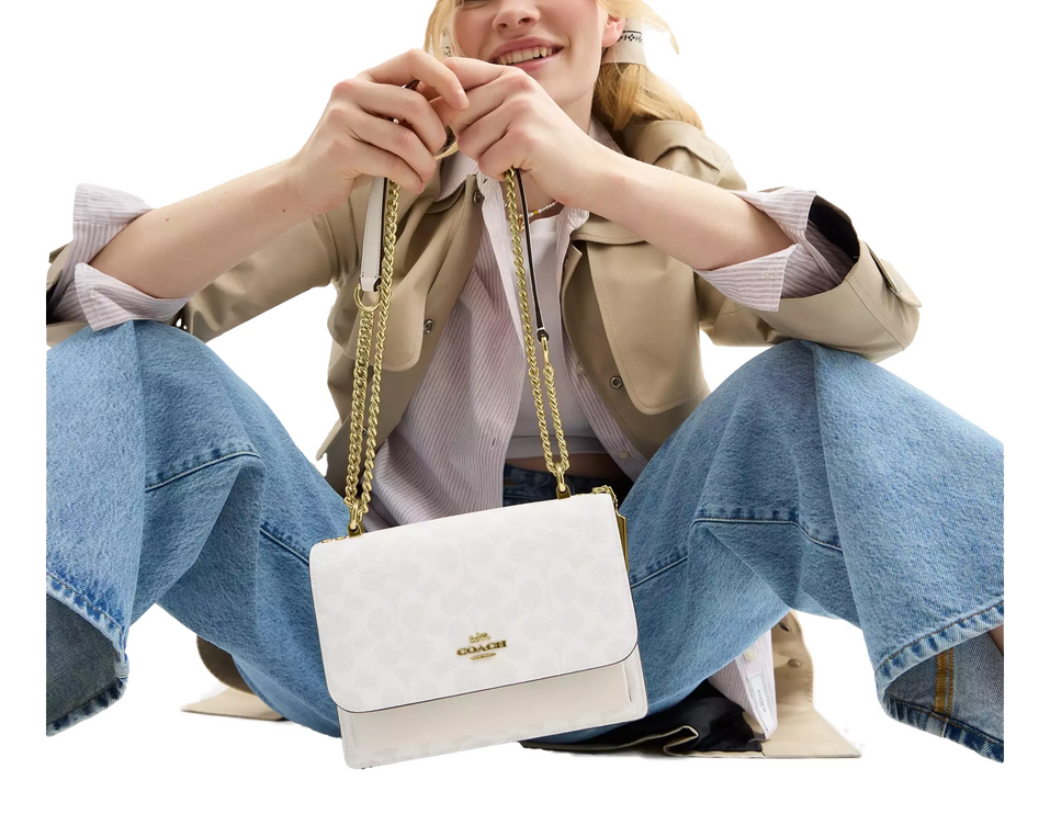 Coach Women's Klare Crossbody Bag In Signature Canvas Gold/White/Chalk