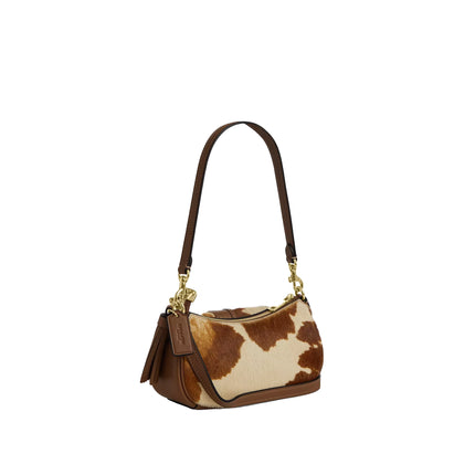 Coach Women's Ashton Mini Shoulder Bag In Haircalf With Cow Print Gold/Cow Multi