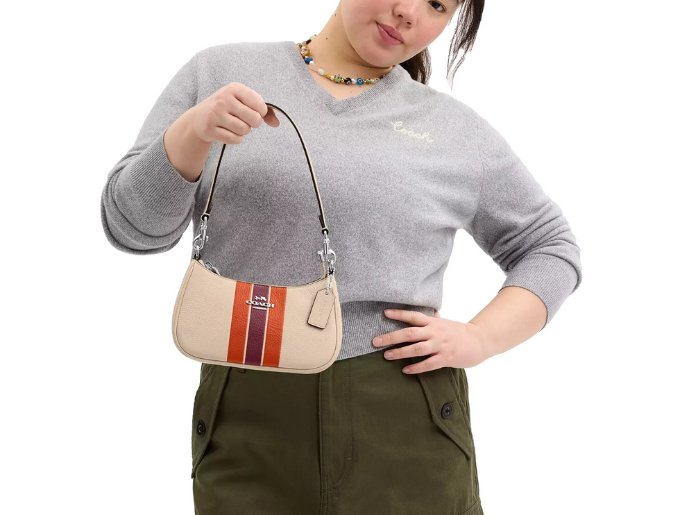 Coach Women's Teri Mini Crossbody Bag With Stripe Silver/Ivory Multi