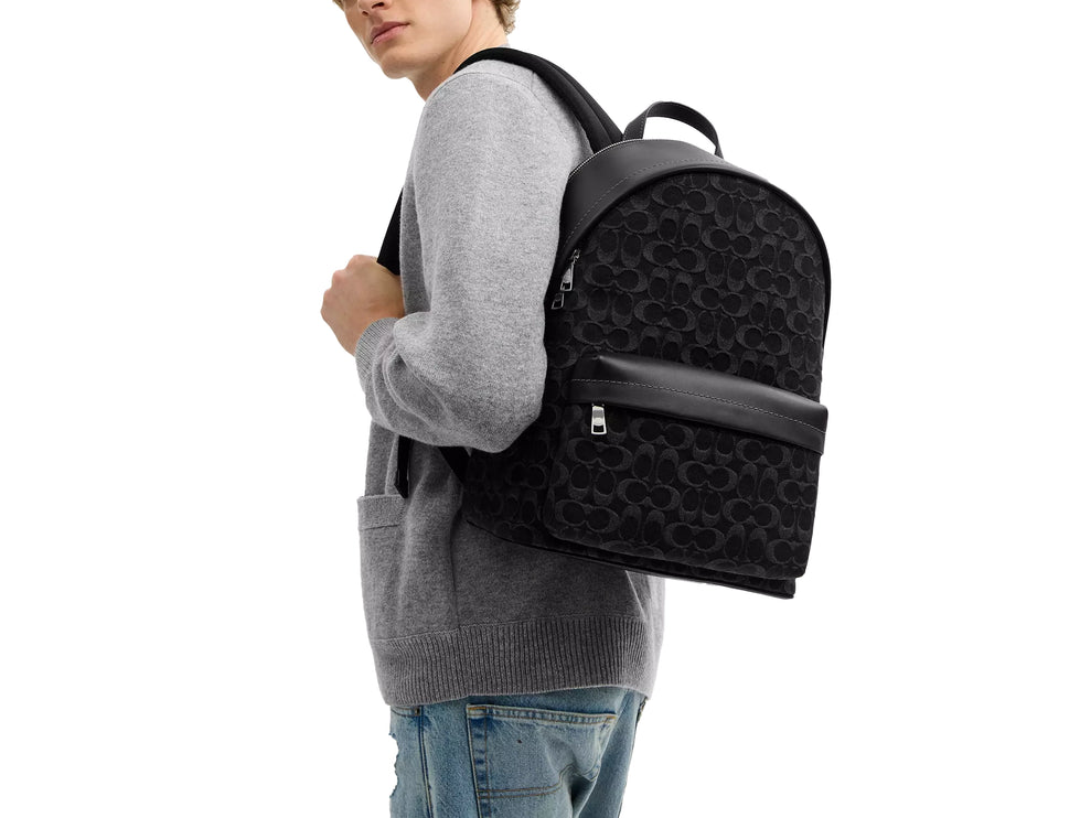 Coach Unisex Taylor Backpack In Signature Denim Silver/Black