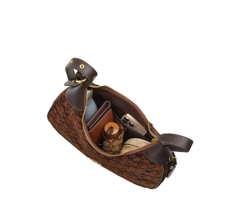 Coach Women's Ella Shoulder Bag In Signature Chenille Gold