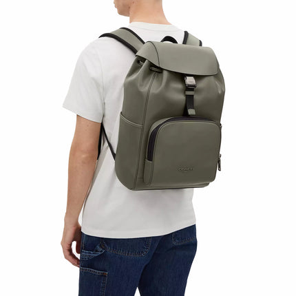 Coach Unisex Racer Backpack  Gunmetal/Military Green