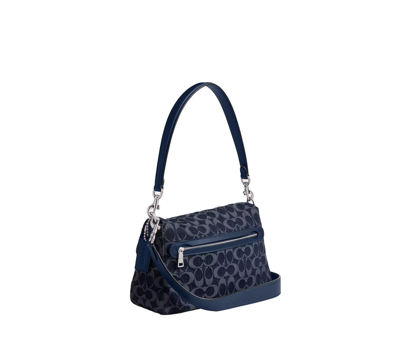 Coach Women's Soft Tabby Shoulder Bag In Signature Denim Silver/Deep Blue Multi