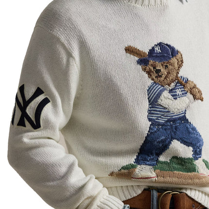 Polo Ralph Lauren Men's Polo Ralph Lauren Yankees Bear Sweater Deckwash White Combo