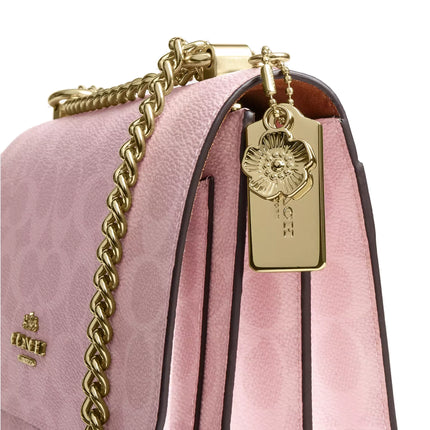 Coach Women's Klare Crossbody Bag In Signature Canvas With Charms Gold/Powder Pink