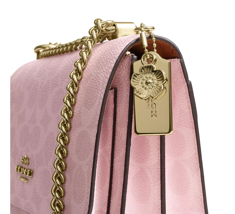 Coach Women's Klare Crossbody Bag In Signature Canvas With Charms Gold/Powder Pink