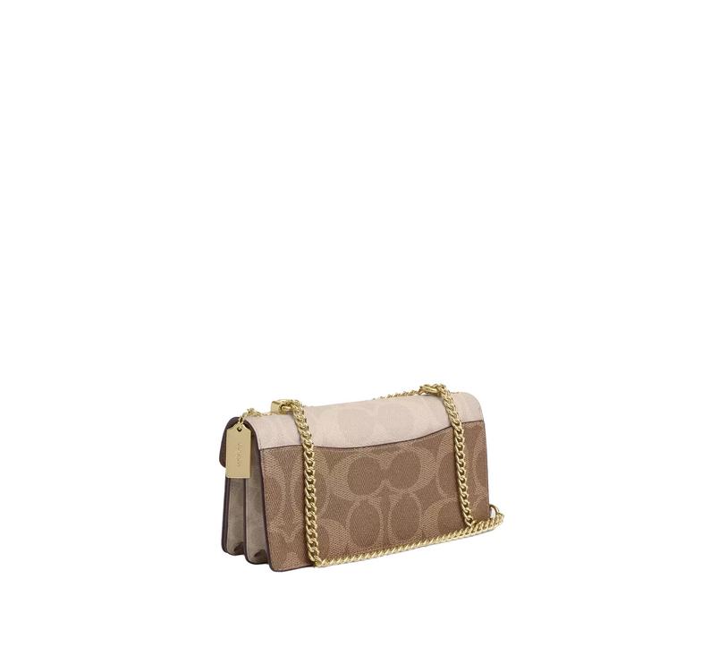 Coach Women's Klare Envelope Crossbody Bag In Blocked Signature Canvas Gold/Sand/Tan