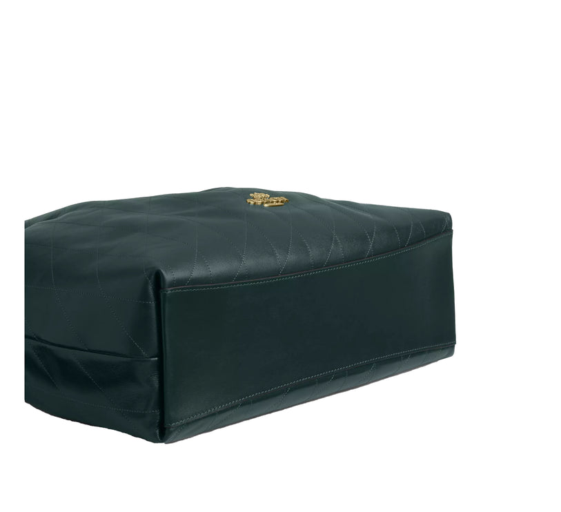 Coach Women's Evelyn Large Shoulder Bag With Quilting Gold/Dark Teal