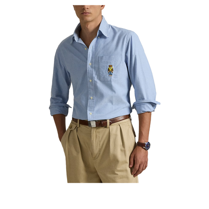 Polo Ralph Lauren Men's Classic Fit Polo Bear Oxford Shirt Blue Heritage Bear