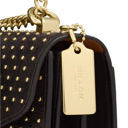 Coach Women's Klare Envelope Crossbody Bag In Signature Canvas With Rivets Gold