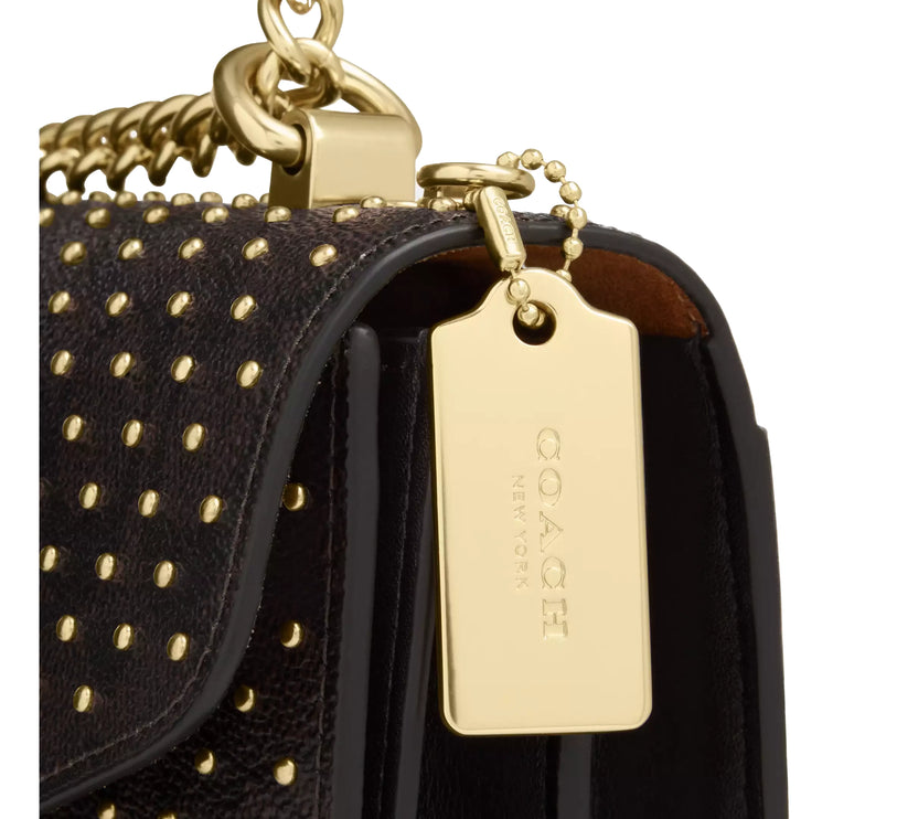 Coach Women's Klare Envelope Crossbody Bag In Signature Canvas With Rivets Gold
