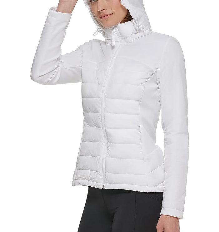 Calvin Klein Women's Crinkle Puffer Jacket White - Özel İndirim - Hemen Kargoda