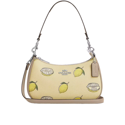 Coach Women's Teri Shoulder Bag With Lemon Print Silver/Garden Glade Multi