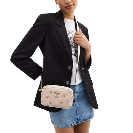 Coach Women's Mini Jamie Camera Bag In Signature Canvas With Floral Print Gold/Sand Multi