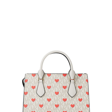 Michael Kors Women's Sheila Small Embellished Signature Logo Satchel Bag Light Cream Multi/Gold