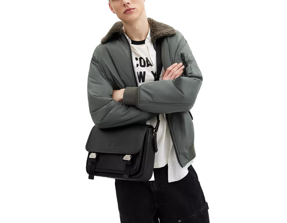 Coach Unisex Racer Messenger Bag Gunmetal/Black