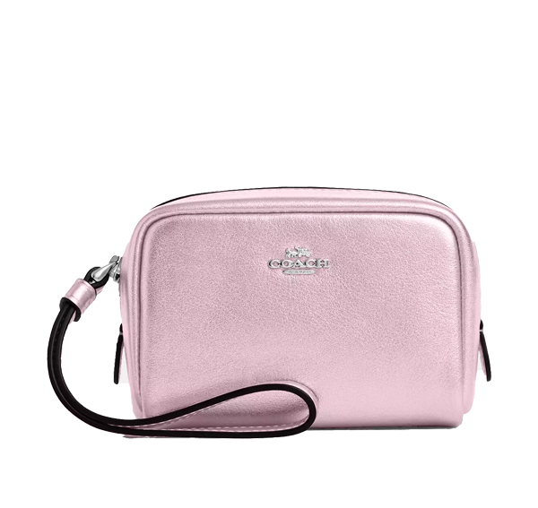 Coach Women's Pouch Wristlet Silver/Metallic Pink