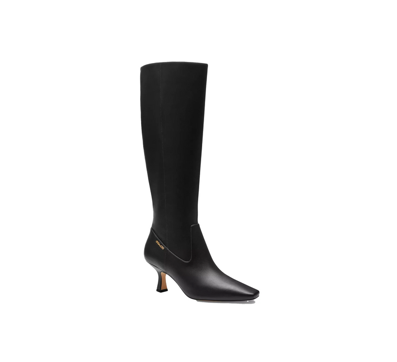 Coach Women's Extended Calf Kitten Heel Tall Boot Black