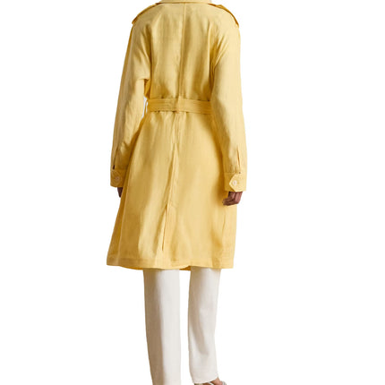 Polo Ralph Lauren Women's Double-Breasted Linen Trench Coat Lemon Sorbet
