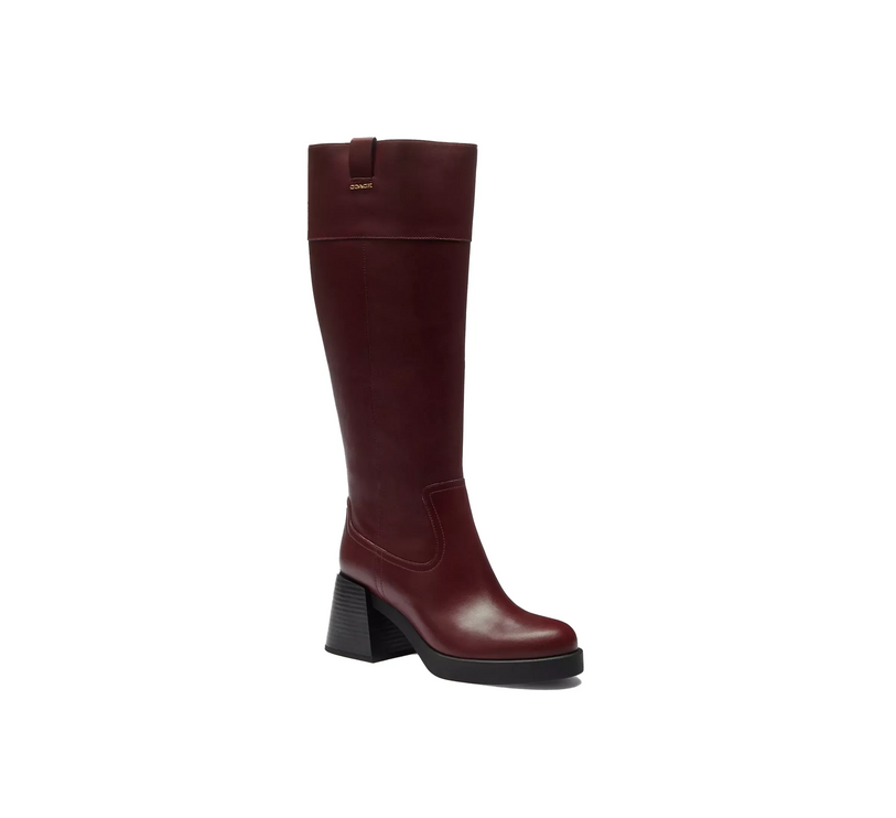 Coach Women's Block Heel Tall Boot Dark Wine