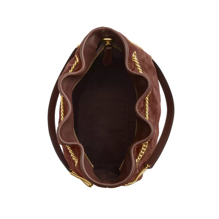 Coach Women's Evelyn Large Shoulder Bag With Quilting Suede/Gold