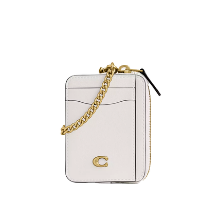 Coach Women's Essential Chain Card Case Brass/Chalk