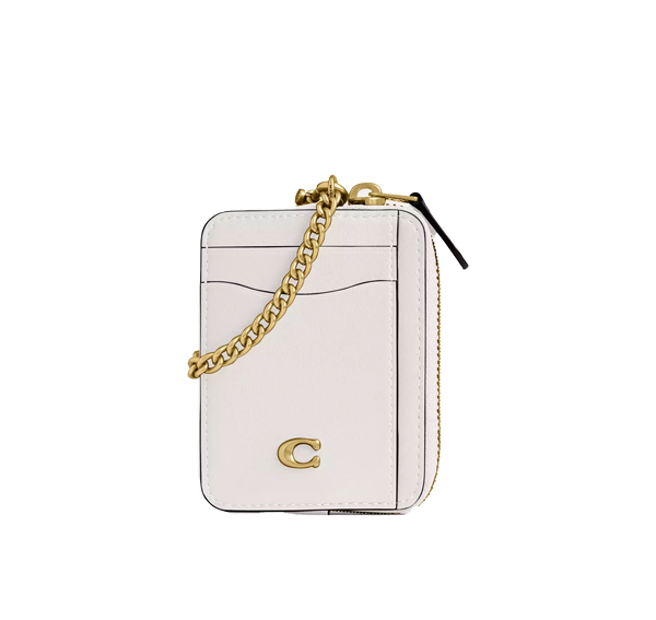 Coach Women's Essential Chain Card Case Brass/Chalk