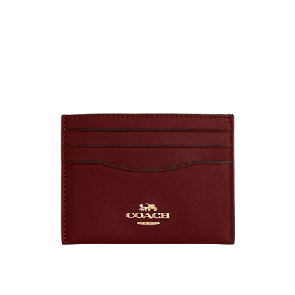 Coach Women's Slim Id Card Case Gold/Dark Ruby