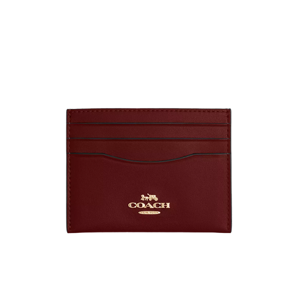 Coach Women's Slim Id Card Case Gold/Dark Ruby