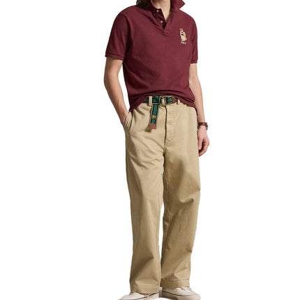 Polo Ralph Lauren Men's Classic Fit Polo Bear Mesh Polo Shirt Red Wine Heritage Bear