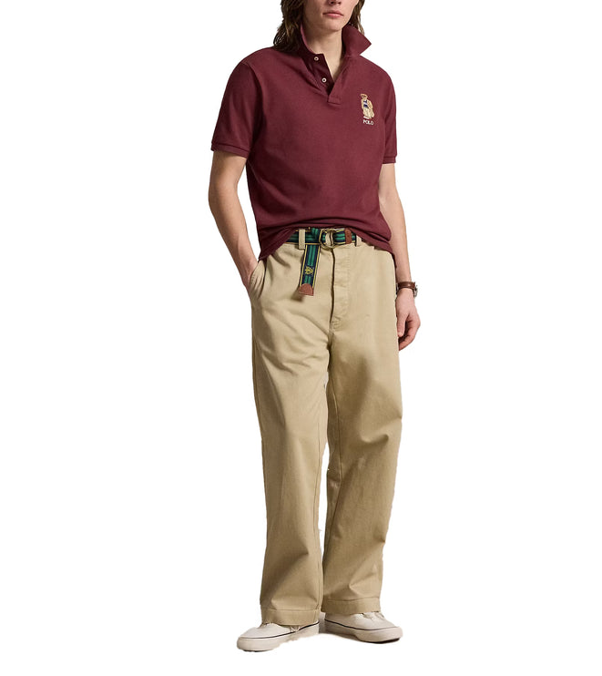 Polo Ralph Lauren Men's Classic Fit Polo Bear Mesh Polo Shirt Red Wine Heritage Bear