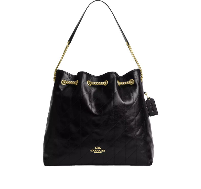 Coach Women's Evelyn Large Shoulder Bag With Quilting Gold/Black