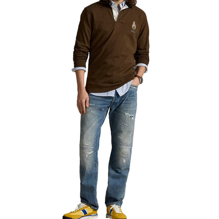 Polo Ralph Lauren Men's  Classic Fit Polo Bear Rugby Shirt Brach Brown